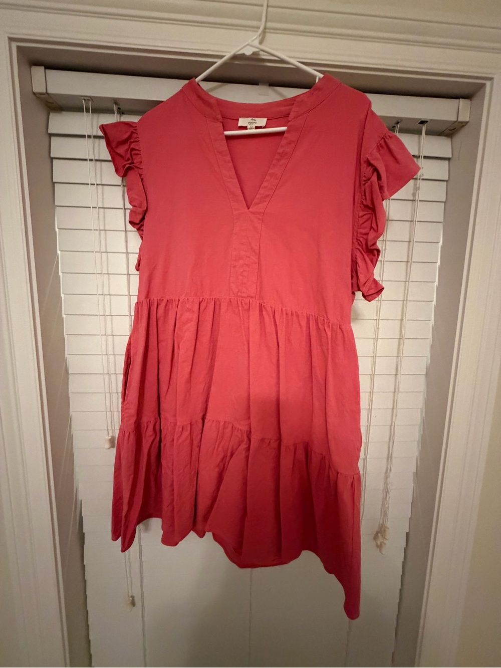entro Coral Pink V-Neck Tunic Top